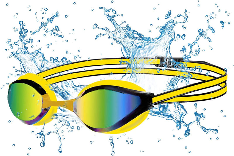 Swimming Goggles, Waterproof and Fog Proof Swimming Goggles, Large Frame Flat Light Swimming Glasses, for Men and Women