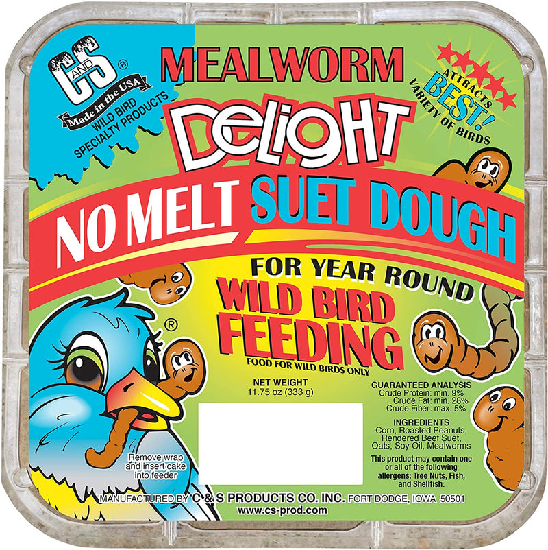 C&S Mealworm Delight, No Melt Suet Dough, 11.75 Ounces