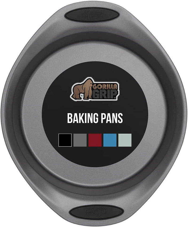 Gorilla Grip Nonstick, Heavy Duty, Carbon Steel Bakeware Sets, 4 Piece Kitchen Baking Set, Rust Resistant, Silicone Handles, 2 Large Cookie Sheets, 1 Roasting Pan and 1 Bread Loaf Pan, Turquoise