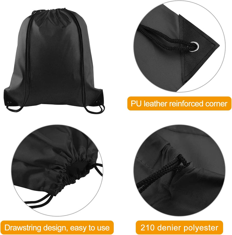 KUUQA 40Pcs Black Drawstring Backpack Bags Sack Drawstring Bags Bulk String Backpack Storage Bags for Sport Gym Traveling