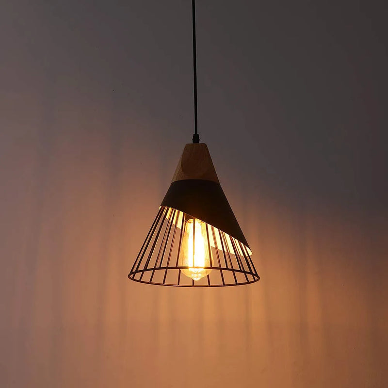 Mxsaoud Modern Black Pendant Light over Kitchen Island, Adjustable Wood Hanging Light Fixture,Industrial Pendant Lighting for Dining Room,Living Room,Bedroom,Hallway,Kitchen,Bar