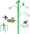 YANZ Bird Feeder Pole, Premium Bird Feeder Stand Outside,Bird Feeding Station Outdoors, 72.8" Tall a Multi Feeder Hanging Kit, Bird Bath for Wild Birds, with Five-Prong Base (Light Green)