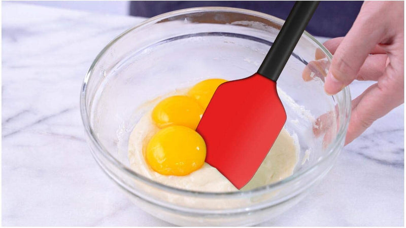 TEEVEA Silicone Spatula Set, 4Pcs Spatulas Silicone Heat Resistant Rubber Jar Spoon Spatula Kitchen Utensils Non-Stick Kitchen Tools for Scraping Cooking Baking Mixing