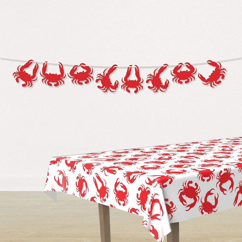 Crab Crawfish Party Decorations - Crab Streamer, Plastic Crab Tablecloth, & Tissue Crab Centerpiece - Perfect Crab Party Decorations for under the Sea, Nautical, Crawfish Boil, Seafood Fest, Beach Birthday Party