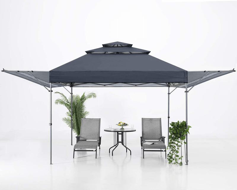 ABCCANOPY 10x17 Pop up Gazebo Canopy 3-Tier Instant Canopy with Adjustable Dual Half Awnings, Deep Gray