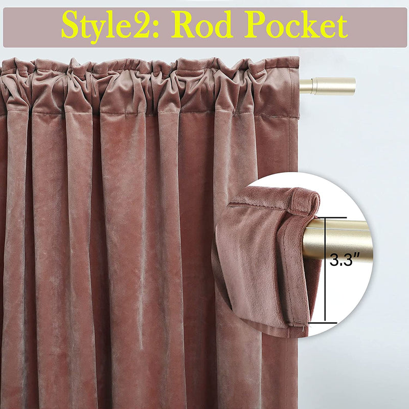 Timeper Mauve Velvet Curtains 84 Inches - Home Decoration Soft Flannel Wild Rose Luxury Dressing Look for Party / Film Room Thermal Insulated Noise Absorb, Rod Pocket Back Tab, 52 Wx 84 L, 2 Panels