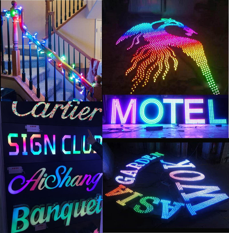 Aclorol WS2811 RGB LED Pixel String Lights Individually Addressable 5V Waterproof IP68 2X50Pcs Full Colour 12Mm Diffused Digital round LED for Christmas Holiday Party Sign Advertising Board Decorative