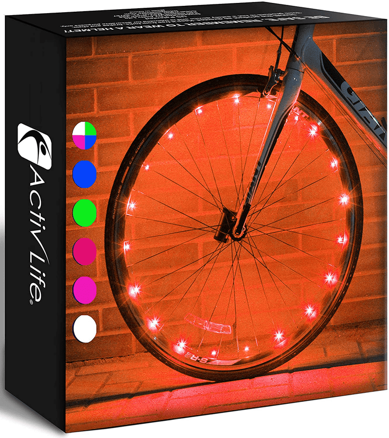 Activ Life LED Bicycle Wheel Lights (2 Tires, Multicolor) Best for Kids, Top Stocking Stuffers of 2021 Popular Gifts for Children Exercise Toys - Child Bday Party Outdoor Family Fun