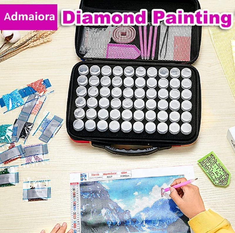 Admaiora 60 Slots Diamond Painting Storage Containers, Diamond Painting Kits with Tools, Diamond Painting Accessories for Diamond Art-Black