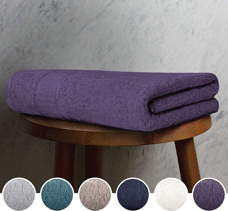 Adobella Oversized Premium Turkish Bath Collection Towel, 100% Combed Turkish Cotton, 650 GSM, Super Plush, Ultra Absorbent and Quick Dry, Includes 1 Jumbo XXL Bath Towel, 40 X 80 Inch, Purple