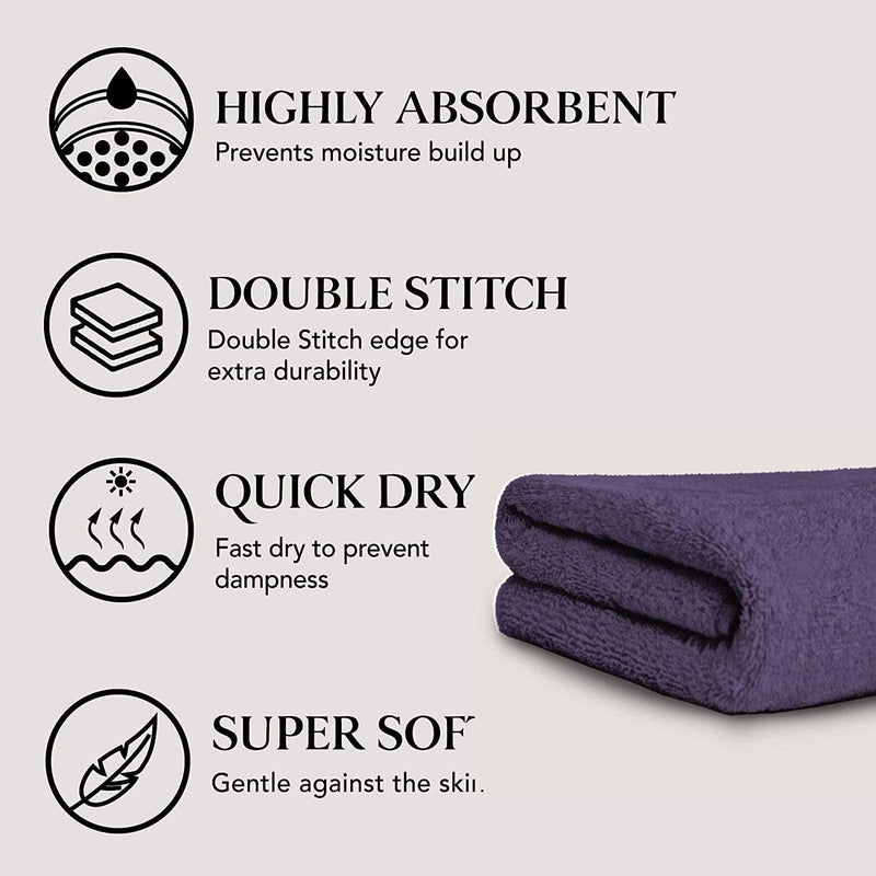 Adobella Oversized Premium Turkish Bath Collection Towel, 100% Combed Turkish Cotton, 650 GSM, Super Plush, Ultra Absorbent and Quick Dry, Includes 1 Jumbo XXL Bath Towel, 40 X 80 Inch, Purple