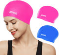 Aegend Swim Caps for Long Hair (2 Pack), Durable Silicone Swimming Caps for Women Men Adults Youths Kids, Easy to Put On and Off, 4 Colors