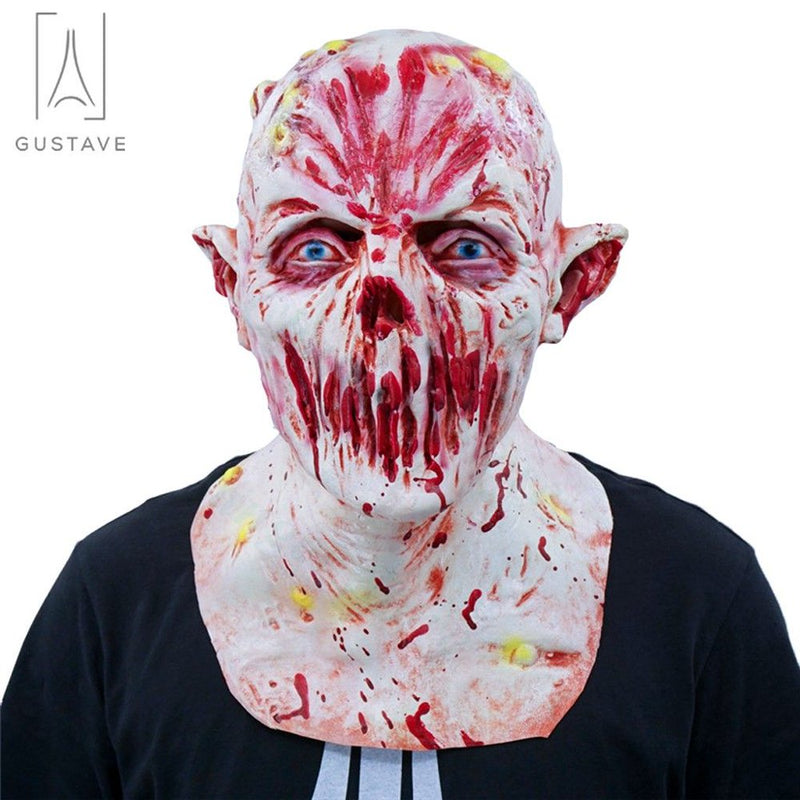 Gustave Zombie Scary Mask Latex Full Head Adult Halloween Mask Party Costume Accessory - One Size