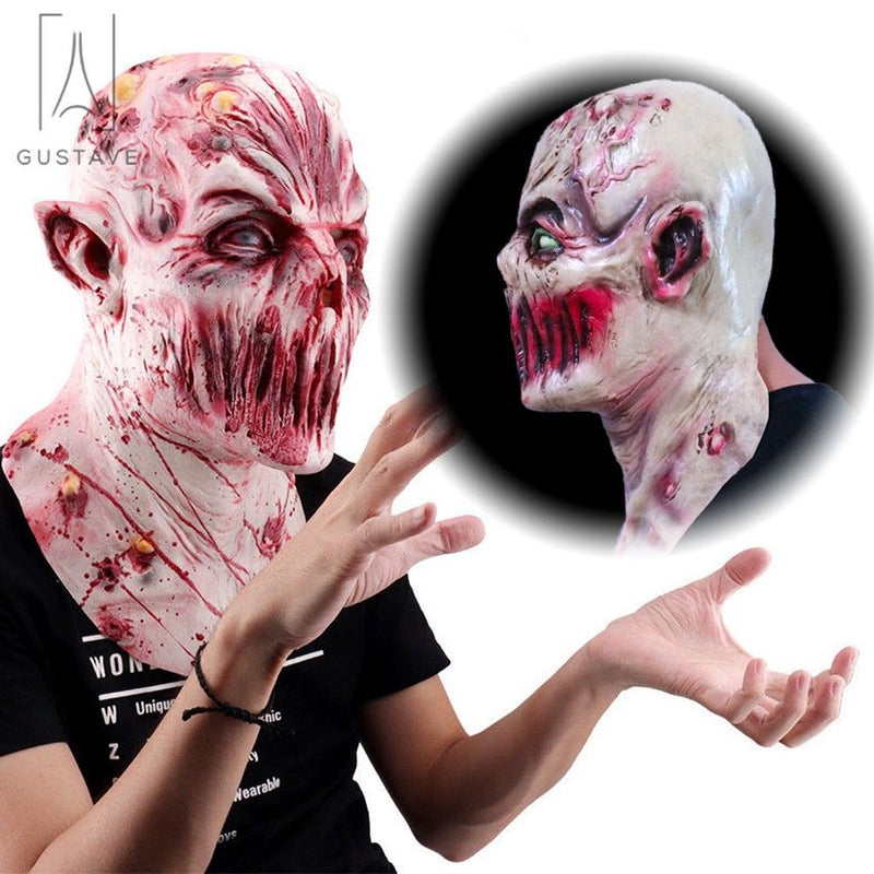 Gustave Zombie Scary Mask Latex Full Head Adult Halloween Mask Party Costume Accessory - One Size