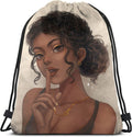 Afro American Woman Drawstring Backpack Black Girl Sport Gym Bag Waterproof, Durable and Light Sackpack for Girls
