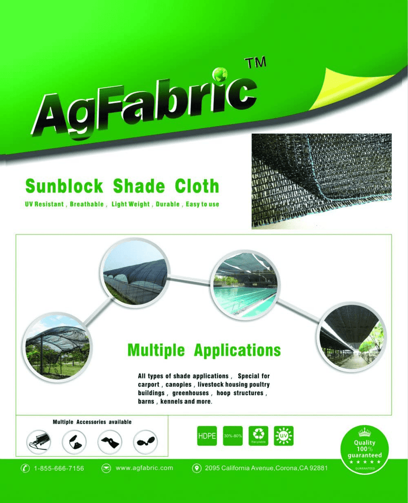 Agfabric 50% Sunblock Shade Cloth Cover with Clips for Plants 12' X 20', Black