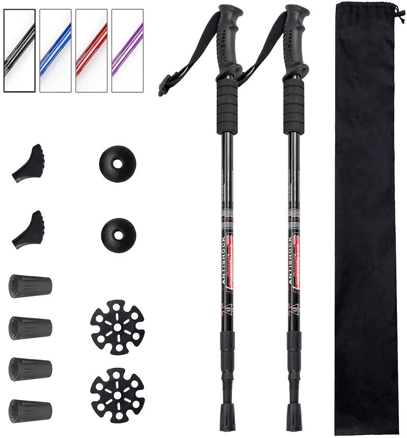 Aihoye Trekking Poles Shock Absorbing Adjustable Hiking or Walking Sticks for Hiking Collapsible Strong, 2-Pc Pack Lightweight Walking Pole, All Terrain Accessories and Carry Bag