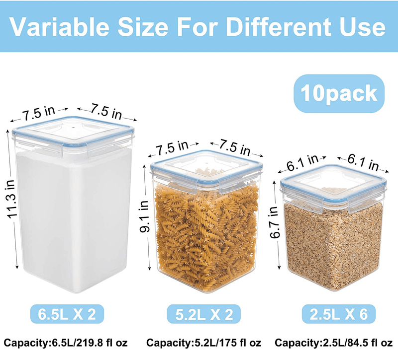 Airtight Food Storage Containers with Lids, Pantrystar 10 PCS BPA Free Kitchen Storage Containers for Flour, Sugar, Baking Supplies, Plastic Canisters for Pantry Organization and Storage