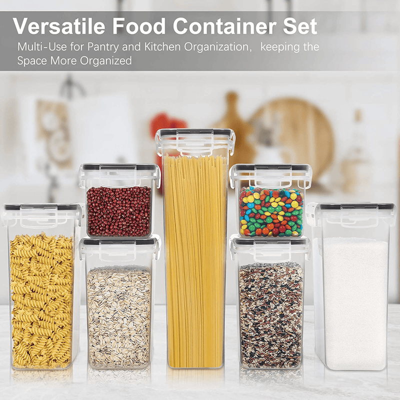 Airtight Food Storage Containers with Lids, Pantrystar 7 PCS BPA Free Kitchen Storage Containers for Spaghetti, Pasta, Dry Food,Flour and Sugar, Plastic Canisters for Pantry Organization and Storage
