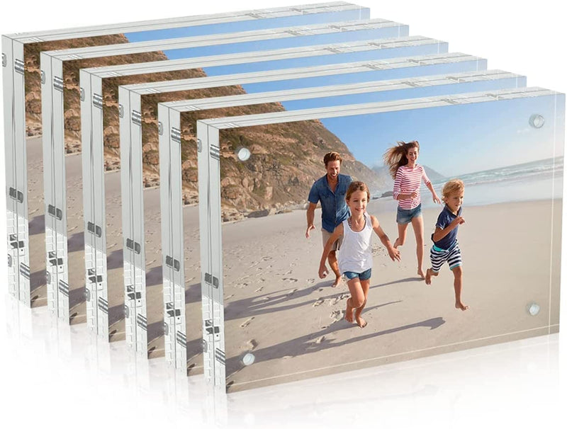 AITEE Acrylic Picture Frame 4X6，Clear Double-Sided Photo Frame，Magnetic Photo Frames Desktop Display.（3Pcs 10 + 10MM Thickness ）