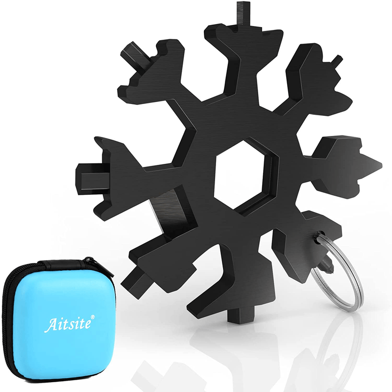 Aitsite 18-In-1 Snowflake Multi Tool Stainless Portable Steel Multi-Tool for Outdoor Travel Camping Adventure Daily Gadget Christmas Gift(Silver)