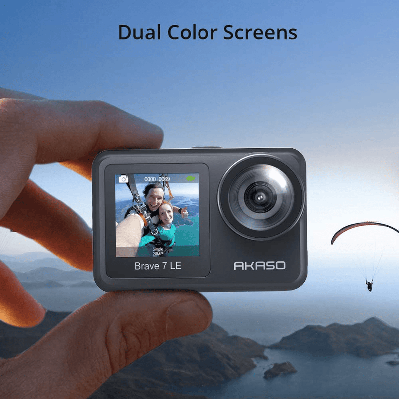 AKASO Brave 7 LE 4K30FPS 20MP WiFi Action Camera with Touch Screen Vlog Camera EIS 2.0 Remote Control 131 Feet Underwater Camera with 2X 1350mAh Batteries
