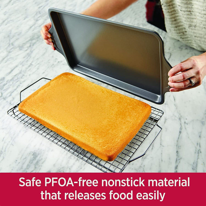 All-Clad Pro-Release Nonstick Bakeware Set Including Half Sheet, Cookie Sheet, Muffin Pan, Cooling & Baking Rack, round Cake Pan, Loaf Pan, 10 Piece, Gray