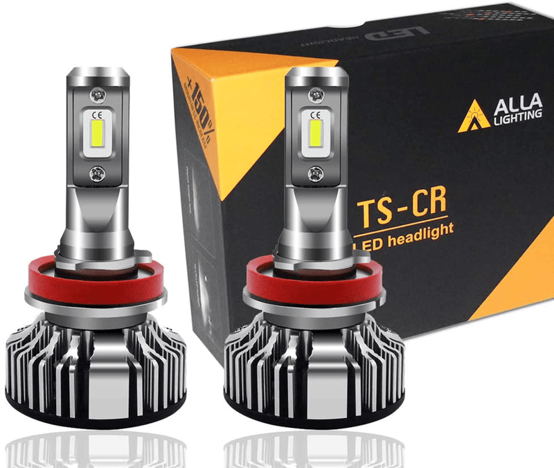 Alla Lighting 10000 Lumen H8 H9 H11 LED Bulbs, Headlights(off-roading), Fog Lights or DRL, 6000K Xenon White Extremely Super Bright Replacement for Cars, Trucks, Motorcycles,