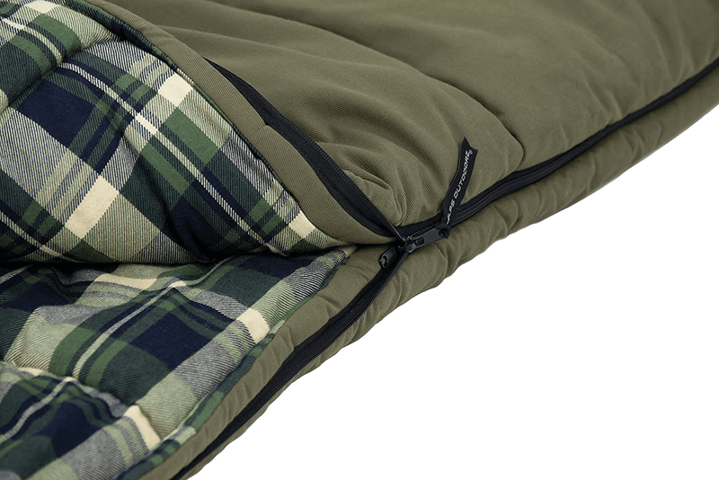 ALPS Outdoorz Redwood -10 Degree Flannel Sleeping Bag, Green, 38 - X 80 -Inch