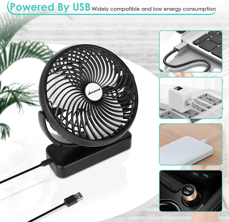 AMACOOL 10000Mah Battery Operated Camping Fan with LED Light-7 Inch USB Fan with Hanging Hook for Tent Car RV Hurricane Emergency Outage