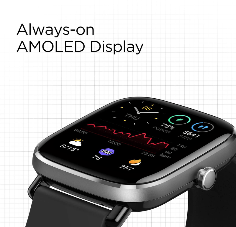 Amazfit GTS 2 Mini Fitness Smart Watch Alexa Built-In, Super-Light Thin Design, SpO2 Level Measurement, 14-Days Battery Life, 70+ Sports Modes, Heart Rate, Sleep, Stress Level Monitoring, Black