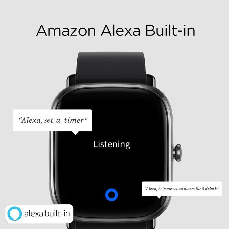 Amazfit GTS 2 Mini Fitness Smart Watch Alexa Built-In, Super-Light Thin Design, SpO2 Level Measurement, 14-Days Battery Life, 70+ Sports Modes, Heart Rate, Sleep, Stress Level Monitoring, Black