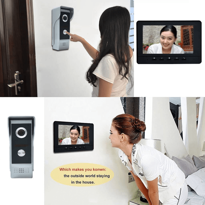 AMOCAM Wired Video Intercom System, 7 Inches Video Doorbell Door Phone System, Wired Video Door Phone HD Camera Kits Support Unlock, Monitoring, Dual-way Intercom for Villa Home Office Apartment