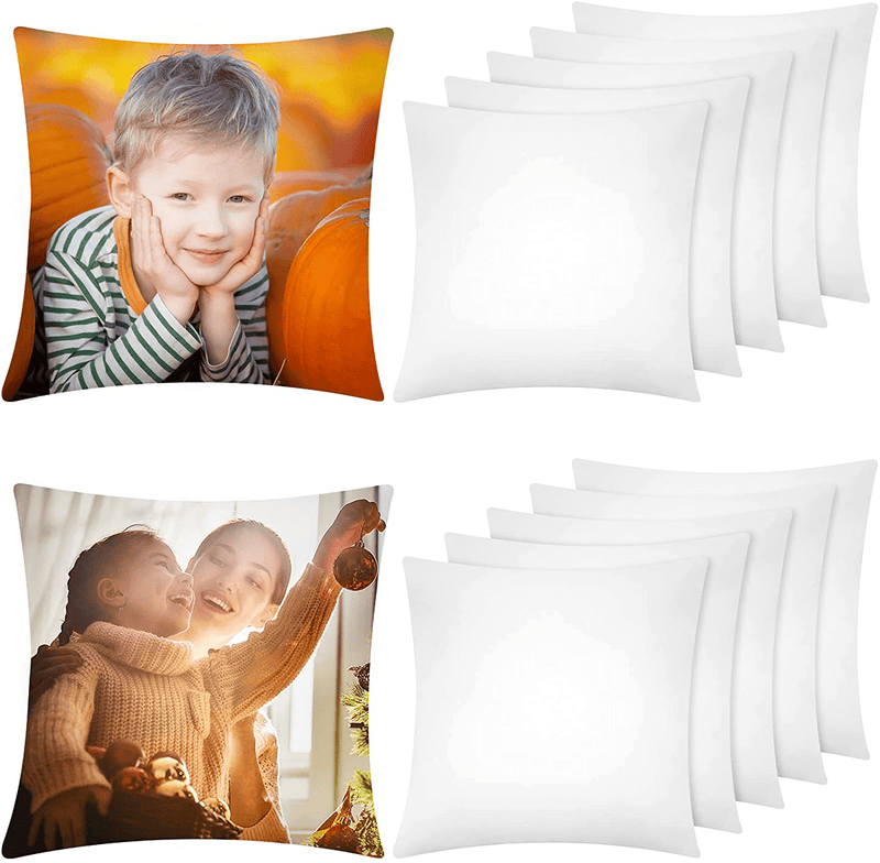 ANECO 12 Pack Sublimation Pillow Cases White Cushion Covers Blanks Pillow Covers Heat Transfer Pillow Covers Polyester Peach Skin Throw Pillow Covers (17.7 X 17.7 Inches)