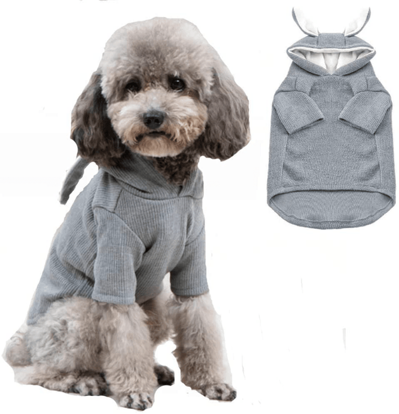 ANIAC Pet Hoodie Cat Rabbit Outfit with Bunny Ears Cute Sweatshirt Spring and Autumn Puppy Knitted Sweater Kitty Soft Knitwear