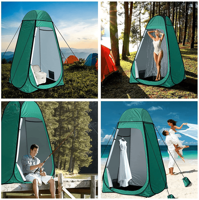 Anngrowy Shower Tent Pop-Up Privacy Tent Camping Portable Toilet Tent Outdoor Camp Bathroom Changing Dressing Room Instant Privacy Shelters for Hiking Beach Picnic Fishing Potty, Extra-Tall, UPF 50+