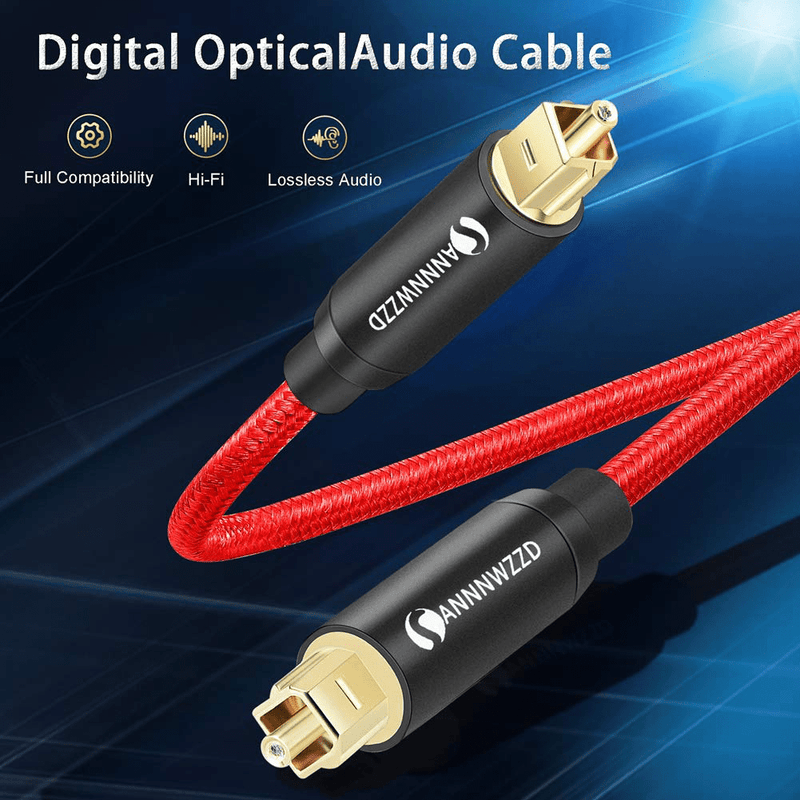 ANNNWZZD Optical Digital Audio Cable,Toslink Male to Male Cable for Connecting soundbar, Stereo System, Home Theater, Xbox & PS4 (6FT/2M)