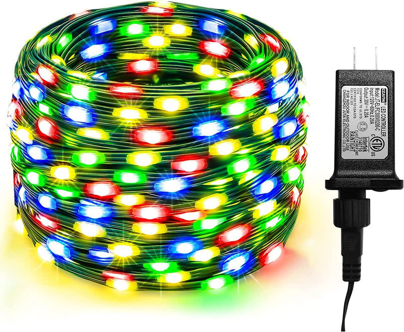 Anycosy Christmas String Lights Outdoor , 200 LED 66 FT Waterproof Christmas Tree Lights , 8 Twinkle Modes with Timer for Weddings Xmas Party Decorations (Without Remote Control, Multi-Colored)