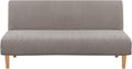 Armless Futon Cover Stretch Sofa Bed Slipcover Protector Elastic Feature Rich Textured High Spandex Small Checks Jacquard Fabric Futon Cover, Machine Washable, Gray