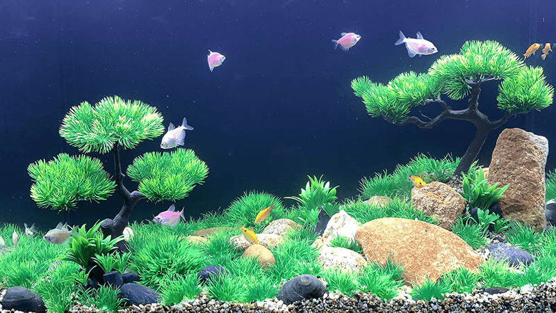 Artificial Aquarium Green Water Plants Tree Set 25 Pcs, Fish Tank Aquarium Decorations, Made of Soft Plastic, Safe for All Fish & Pets (Set 2)