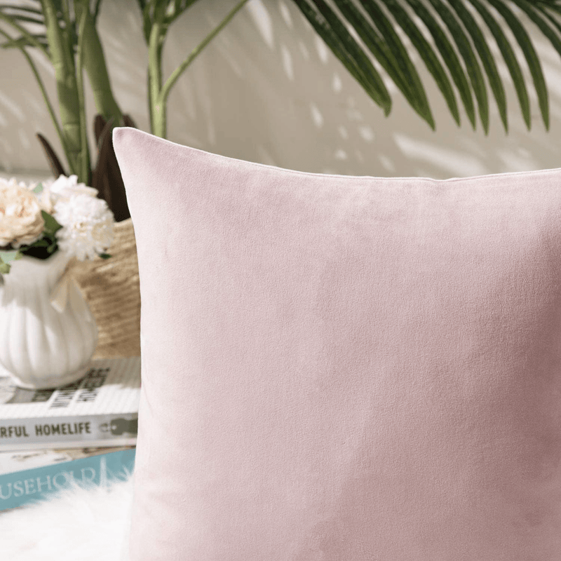 Ashler Pack of 2 Soft Velvet Decorative Throw Pillow Cushion Cover Sets Light Pink 22 X 22 Inches 55 X 55 Cm