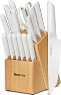 Astercook Knife Set, 15 Pieces Chef Knife Set with Block for Kitchen, German Stainless Steel Knife Block Set, Dishwasher Safe, Best Gift