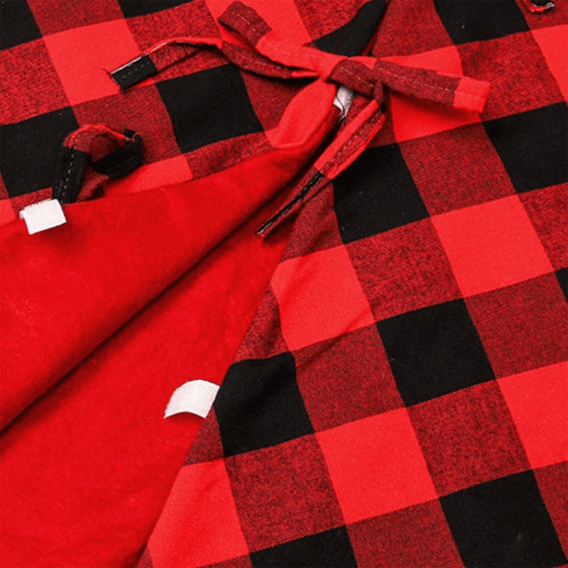 Atiming Buffalo Check Christmas Tree Skirt 48 Inches Red and Black Plaid Xmas Tree Skirt Mat Decor for Christmas Holiday Party New Year Xmas Decoration (Red and Black, 48inch/122cm)
