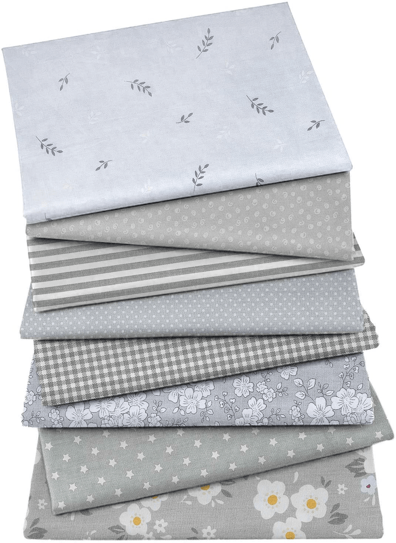 Aubliss 8pcs Fat Quarter Fabric Bundles 20'' x 20''(50cm x 50cm) Cotton Craft Fabric Pre-Cut Squares Sheets for Patchwork Sewing Quilting Fabric(Checked/Striped/Floral)