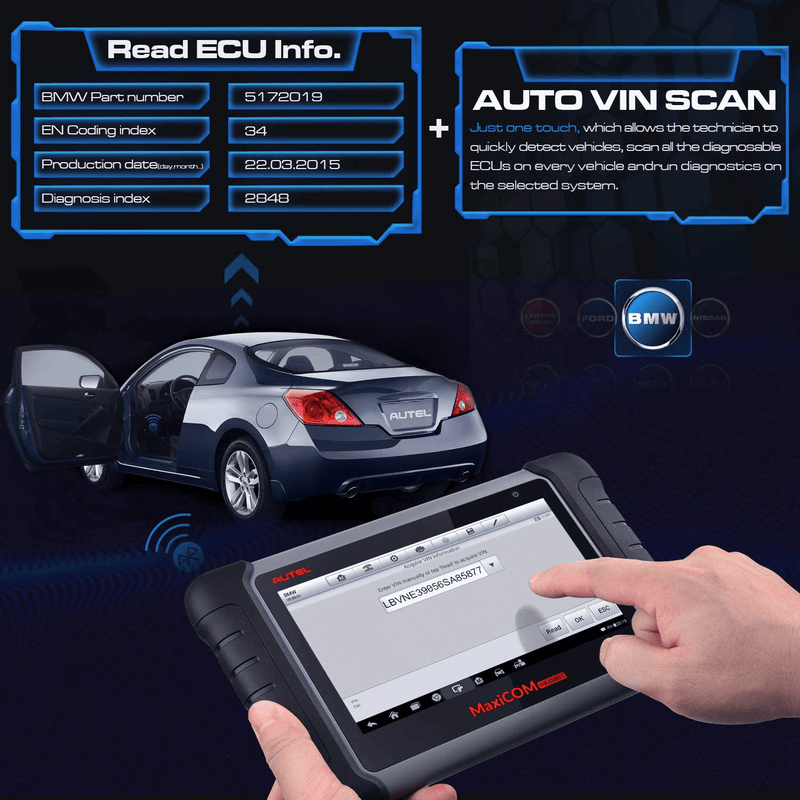 Autel MaxiCOM MK808BT Car Diagnostic Scan Tool, 2021 Newest Upgraded Ver. of MK808, MX808, All Systems Diagnosis & 25+ Services, ABS Bleed, Oil Reset, EPB, SAS, DPF, BMS, Throttle, Injector Coding