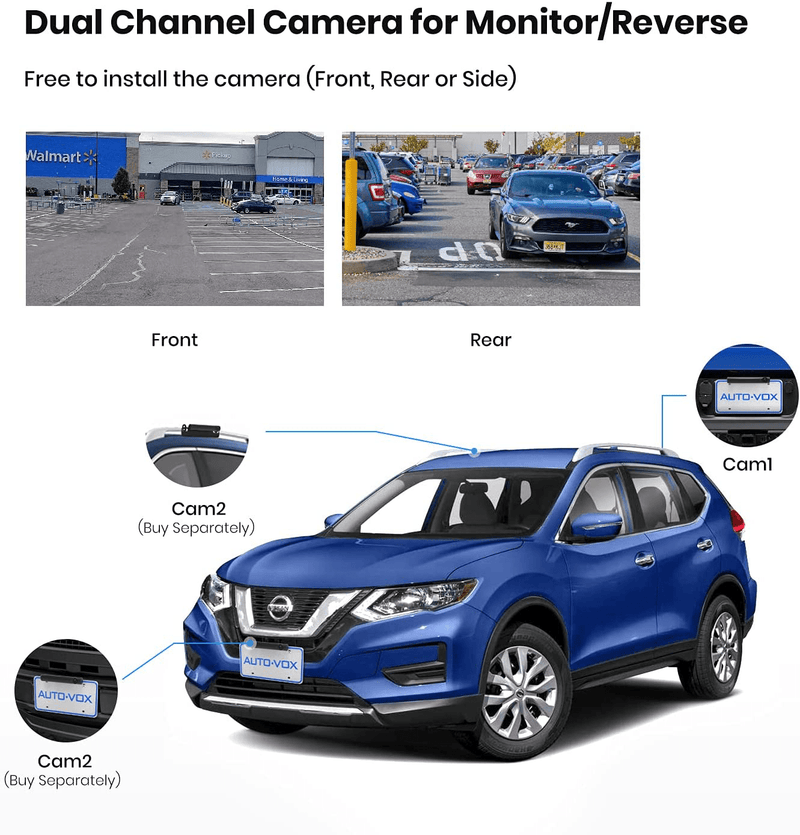 AUTO-VOX TW1 Truly Wireless Backup Camera, 5Mins DIY Installation, 720P Super Night Vision Rear View Camera and 5'' Monitor with Digital Signal, 2 Channel Support to Monitor/Reverse for Truck/Car/RV