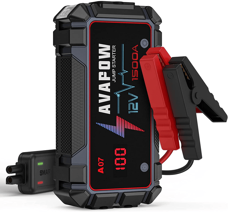 AVAPOW Jump Starter 1500A Peak Current Jumper Cables Kit for Car(Upto 12V 7L Gas/5.5L Diesel Engine) with USB Quick Charging and 400 Lumen LED Jump Starter Battery Pack