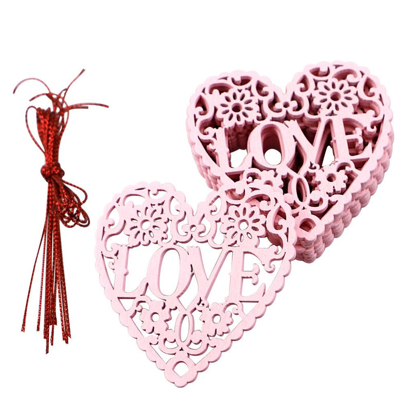 Exywaves Decor Wooden Festive Wedding Supplies Valentines Day Heart Hollow Love Decoration