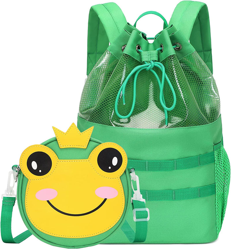 Mygreen Kids Toddler Gym Drawstring Bag Cute Cartoon Zoo Animals Swim Bag Sports Backpack