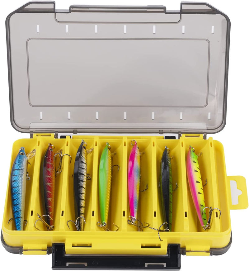 Goture Double Sided 14 Compartments Fishing Tackle Box-Waterproof Storage Bait and Hook Tool Case Container-Place Fishing Accessories